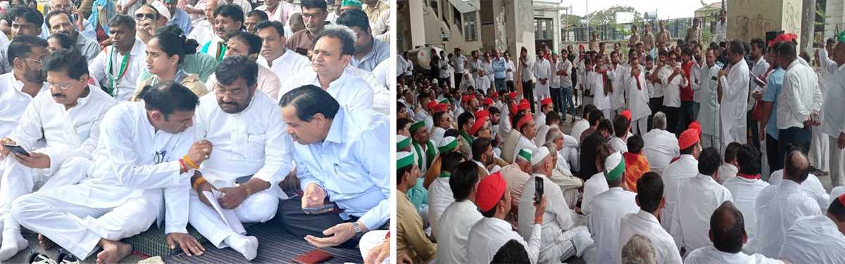 ग्रेनो प्राधिकरण पर धरनारत किसानों से सपा और कांग्रेस का प्रतिनिधिमंडल मिला